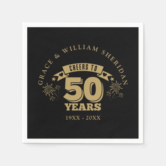 Proost op 50 jaar gouden bruiloft servet (Voorkant)