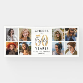 Proost op 50 Jaar Gouden Foto Verjaardagsbanner Spandoek