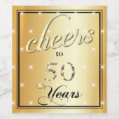 Proost op 50 jaar gouden satijnen glinsterende gli wijn etiket (Enkel label)