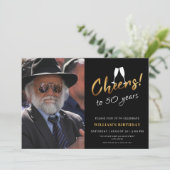 Proost op 50 jaar gouden zwarte volwassen verjaard kaart (Staand voorkant)