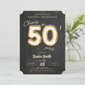 Proost op 50 Jaar Goudfolie Ballon 50ste Verjaarda Kaart (Staand voorkant)