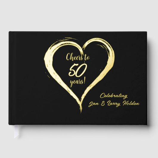 Proost op 50 jaar goudfolie en zwart gastenboek (Voorkant)