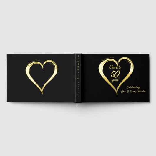 Proost op 50 jaar goudfolie en zwart gastenboek (Volledig)