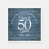 Proost op 50 Jaar Huwelijksjubileum Blauw Rustiek Servet (Voorkant)
