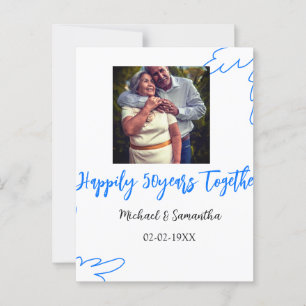 proost op 50 jaar jubileum blauwe blad foto naam briefkaart