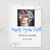 proost op 50 jaar jubileum blauwe blad foto naam kaart (Achterkant)