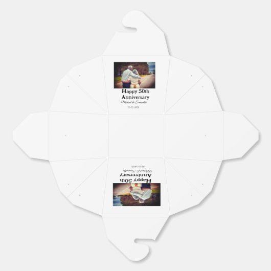 Proost op 50 jaar Jubileum Naam toevoegen Fotodatu Bedankdoosjes (Ongevouwen)