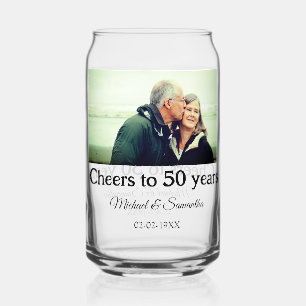Proost op 50 jaar Jubileum Naam toevoegen Fotodatu Blikvorm Glas
