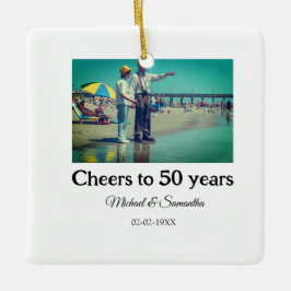Proost op 50 jaar Jubileum Naam toevoegen Fotodatu Keramisch Ornament