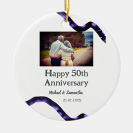 Proost op 50 jaar Jubileum Naam toevoegen Fotodatu Keramisch Ornament