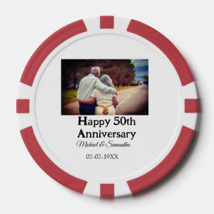 Proost op 50 jaar Jubileum Naam toevoegen Fotodatu Poker Chips