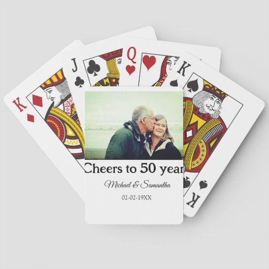 Proost op 50 jaar Jubileum Naam toevoegen Fotodatu Pokerkaarten (Achterkant)