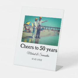 Proost op 50 jaar Jubileum Naam toevoegen Fotodatu Reclamebord Met Voetstuk