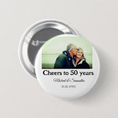 Proost op 50 jaar Jubileum Naam toevoegen Fotodatu Ronde Button 5,7 Cm (Voorkant /achterkant)