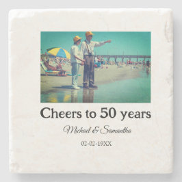 Proost op 50 jaar Jubileum Naam toevoegen Fotodatu Stenen Onderzetter