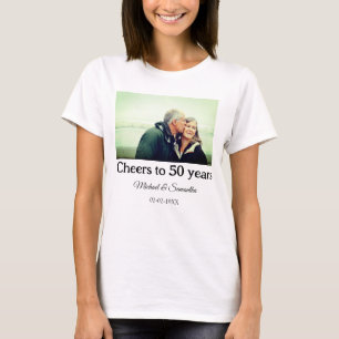 Proost op 50 jaar Jubileum Naam toevoegen Fotodatu T-shirt