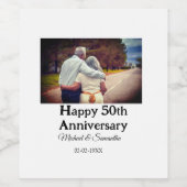 Proost op 50 jaar Jubileum Naam toevoegen Fotodatu Wijn Etiket (Enkel label)