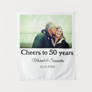 proost op 50 jaar jubileum voeg naam foto datum to wandkleed