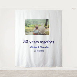 proost op 50 jaar jubileum voeg naam foto datum to wandkleed