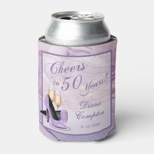 Proost op 50 jaar lavendelgoud blikjeskoeler (Blikje Voorkant)