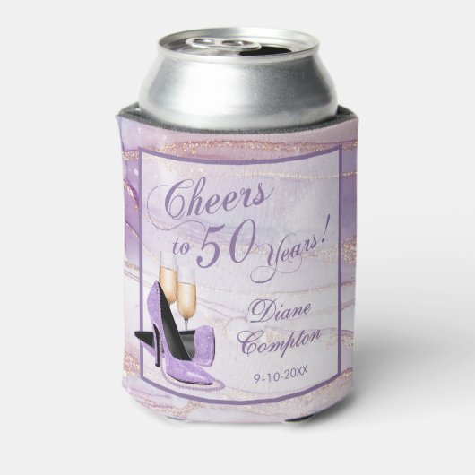 Proost op 50 jaar lavendelgoud blikjeskoeler (Blikje Achterkant)