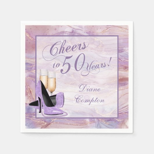 Proost op 50 jaar lavendelgoud servet (Voorkant)