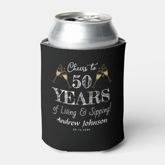 Proost op 50 jaar leven en nippen! Birthday Blikjeskoeler (Blikje Voorkant)