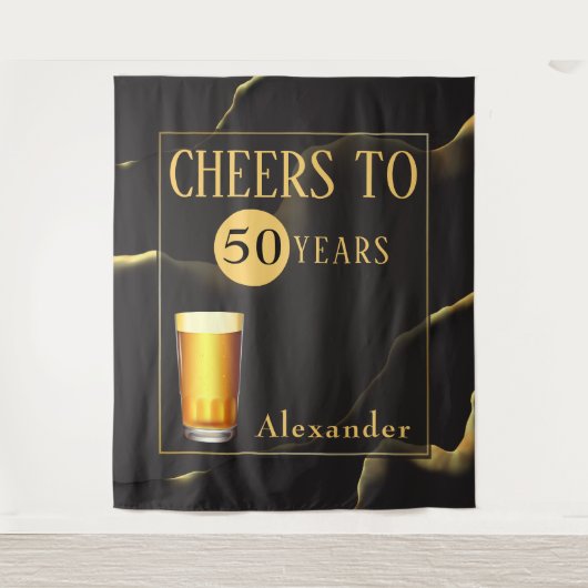 Proost op 50 jaar Mens Fab verjaardag Wandkleed (Voorkant)