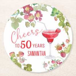Proost op 50 jaar mijlpaal verjaardag ronde kartonnen onderzetter