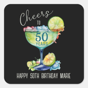 Proost op 50 Jaar Mijlpaal Verjaardag  Vierkante Sticker