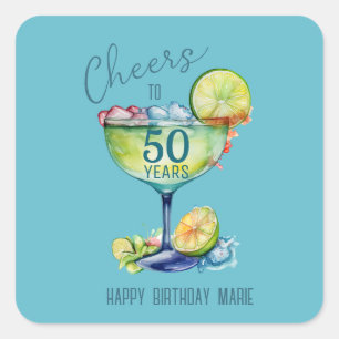 Proost op 50 Jaar Mijlpaal Verjaardag Vierkante Sticker