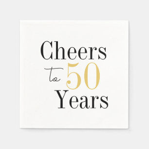 Proost op 50 Jaar Minimalistische Zwarte Gouden Fe Servet