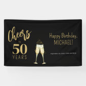 Proost op 50 jaar modern goud zwart 50ste verjaard spandoek (Horizontaal)