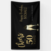 Proost op 50 jaar modern goud zwart 50ste verjaard spandoek (Verticaal)