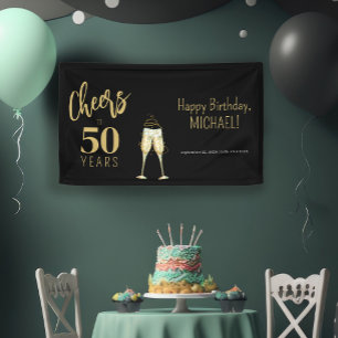 Proost op 50 jaar moderne gouden zwarte 50ste verj spandoek