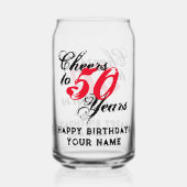 Proost op 50 jaar op maat Happy Birthday blik glas (Achterkant)