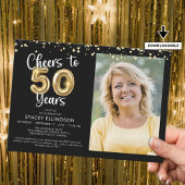 Proost op 50 jaar Photo Script Balloon Confetti Kaart
