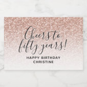 Proost op 50 jaar Pink Glitter 50ste verjaardag Sparkling Wijnetiket (Enkel label)