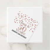 Proost op 50 jaar Roos Gold Confetti Bedankjes Labels (In situ)