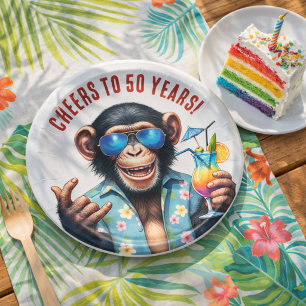 Proost op 50 jaar Summer Monkey 50e verjaardag Papieren Bordje