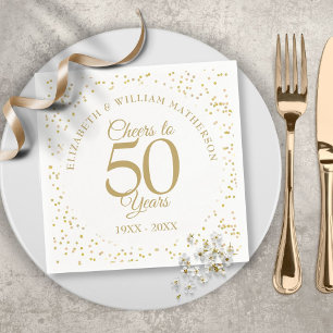 Proost op 50 jaar trouwdag goudstof servet