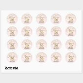 Proost op 50 Jaar Verjaardag Blush Gold Confetti Ronde Sticker (Vel)