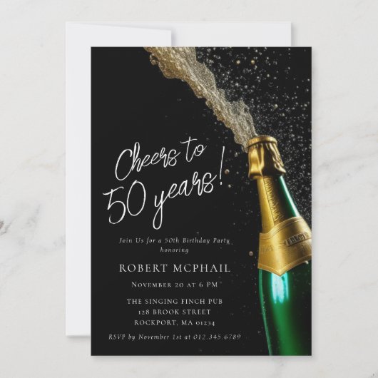 Proost op 50 jaar Verjaardag champagnefles Kaart (Voorkant)