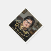 Proost op 50 Jaar Verjaardag Foto Goud Zwart Servet (Hoek)