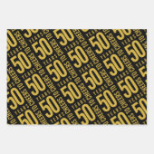 Proost op 50 Jaar Verjaardag Gold Black Inpakpapier Vel (Voorkant 3)