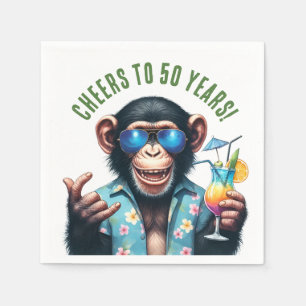 Proost op 50 Jaar Verjaardag Summer Monkey 50ste V Servet