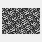 Proost op 50 Jaar Verjaardag Zilver Zwart Inpakpapier Vel (Voorkant)