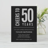 Proost op 50 jaar Verjaardag zwart en zilver Kaart (Staand voorkant)
