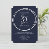 Proost op 50 jaar verjaardagsfeest marine zilver kaart (Staand voorkant)