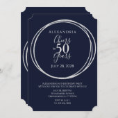 Proost op 50 jaar verjaardagsfeest marine zilver kaart (Voorkant / Achterkant)